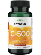 Cargar imagen en el visor de la galería, Vitamina C, 500 mg. Defensas, antioxidante. Swanson. 100 cápsulas.

