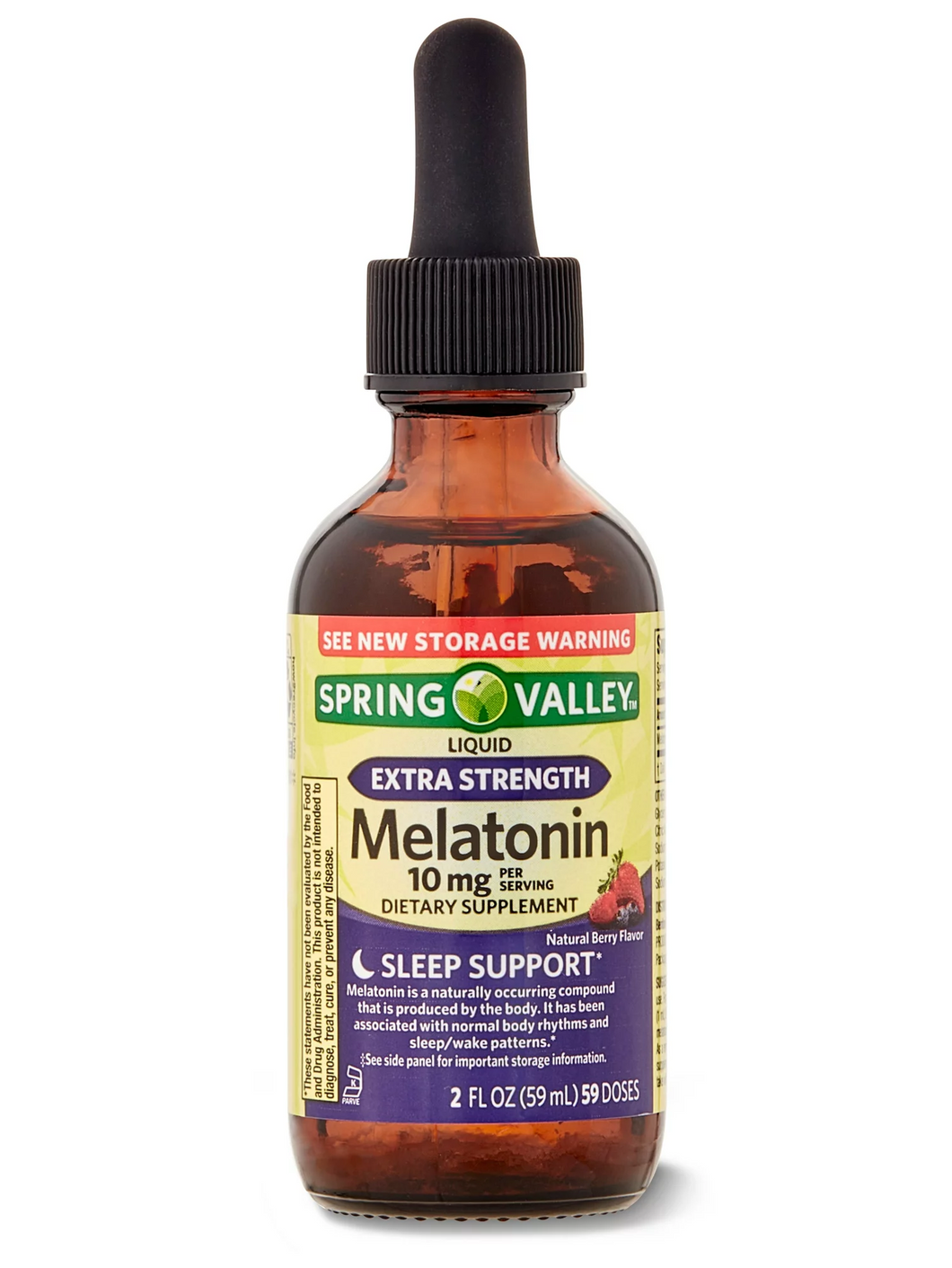 Melatonina liquida para adultos, Spring Valley, 10 mg, mejora tu sueño 100% natural