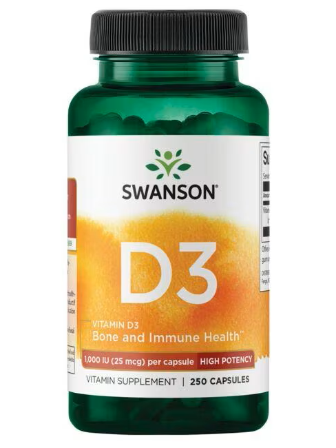 Vitamina D3. Para la salud de tus huesos, y sistema inmunológico. Varios tamaños disponibles. SWANSON