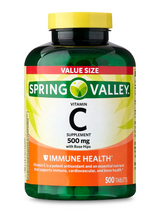 Cargar imagen en el visor de la galería, Vitamin C, 500 mg, Spring Valley,  Presentaciones de: 500, 250, y 100 tabletas
