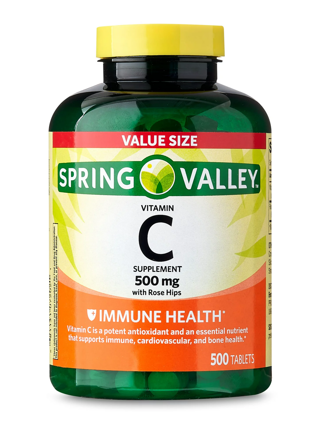 Vitamin C, 500 mg, Spring Valley,  Presentaciones de: 500, 250, y 100 tabletas