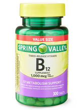 Cargar imagen en el visor de la galería, Vitamina B12, 1000 mcg, Spring Valley. Varios tamaños disponibles.
