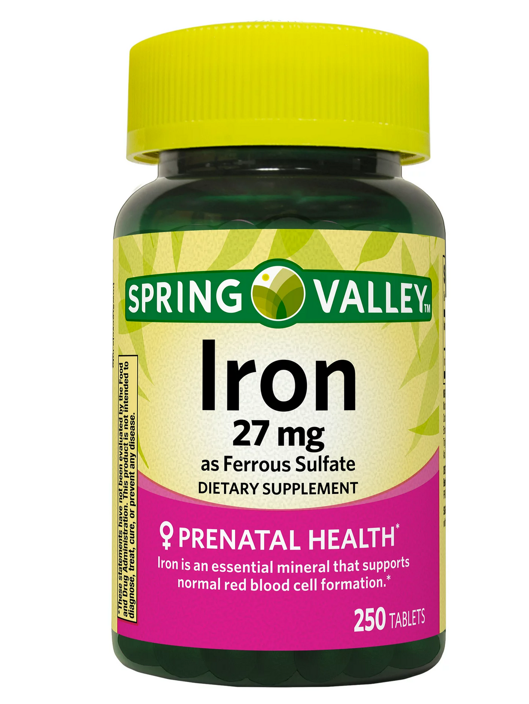 Hierro prenatal, 27 mg. Spring Valley. 250 tabletas