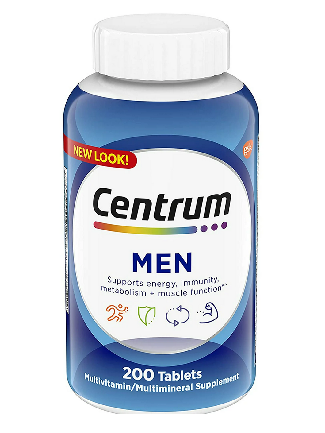 Multivitamínico Centrum para hombres: Vitaminas, Minerales, Energía, Metabolismo, Inmunidad, Músculos y Huesos. 200 tabletas