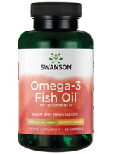 Cargar imagen en el visor de la galería, Omega 3 con vitamina D3. Protege tu corazón, huesos, arterias y cerebro. Swanson. 60 cápsulas
