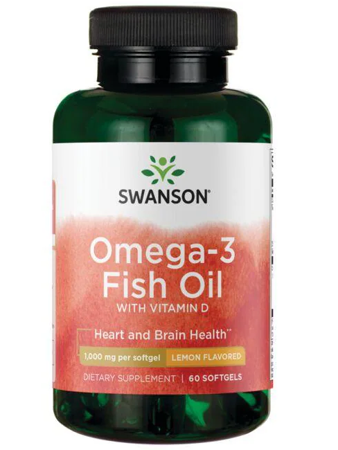Omega 3 con vitamina D3. Protege tu corazón, huesos, arterias y cerebro. Swanson. 60 cápsulas