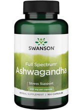Cargar imagen en el visor de la galería, Ashwagandha, Swanson, 450 mg, mejora el sueño, disminuye el estrés y la ansiedad, 100 cápsulas.
