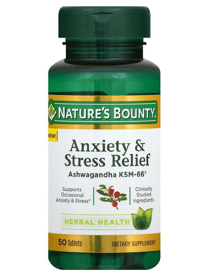 Anti estrés y promueve la relajación, ashwagandha ksm-66, Nature’s Bounty, 50 tabletas