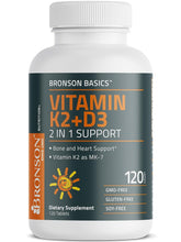 Cargar imagen en el visor de la galería, Vitaminas K2 + D3 | 2en 1 | La Combinación perfecta para la salud de Corazón y Huesos. 120 cápsulas.
