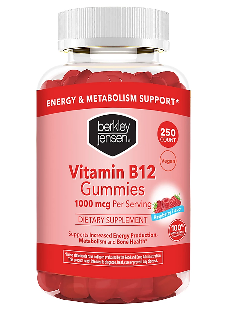 Vitamina B12 en gomitas. Energía, metabolismo, huesos. Berkley Jensen. 1000 mg, 250 gomitas.