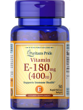 Cargar imagen en el visor de la galería, Vitamina E, 180 mg (400 IU), Puritan’s Pride, 50 cápsulas
