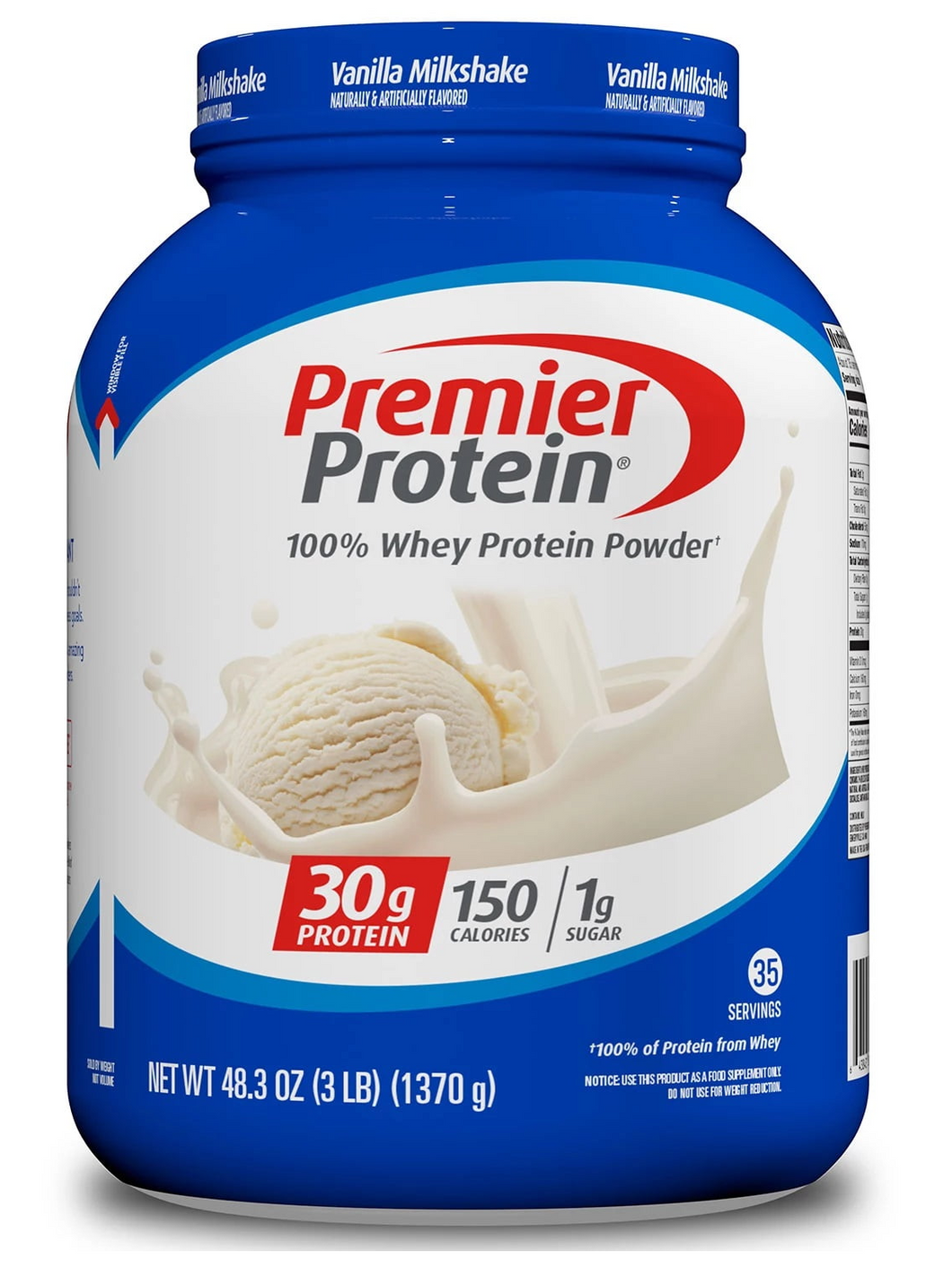 Proteína en polvo Premier Protein, 30 g de proteína, 1 g de azúcar, sin soja, sin gluten, batido de vainilla, diferentes tamaños disponibles