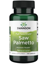 Cargar imagen en el visor de la galería, SAW PALMETTO: Suplemento pasa la salud de la próstata y todo el tracto urinario. Swanson. 100 cápsulas
