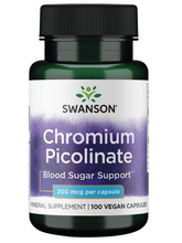 Cargar imagen en el visor de la galería, Picolinato de cromo 200 Mcg, Swanson, 100 cápsulas
