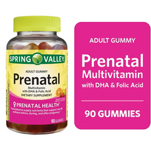 Cargar imagen en el visor de la galería, Prenatales, multivitamínico con DHA y ácido fólico, Spring Valley, 90 gomitas
