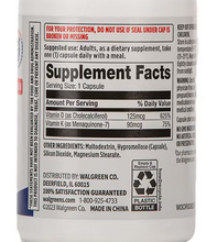 Cargar imagen en el visor de la galería, Vitamina K2 + D3, Walgreens Free &amp; Pure,  para la salud ósea (90 días), 90 cápsulas
