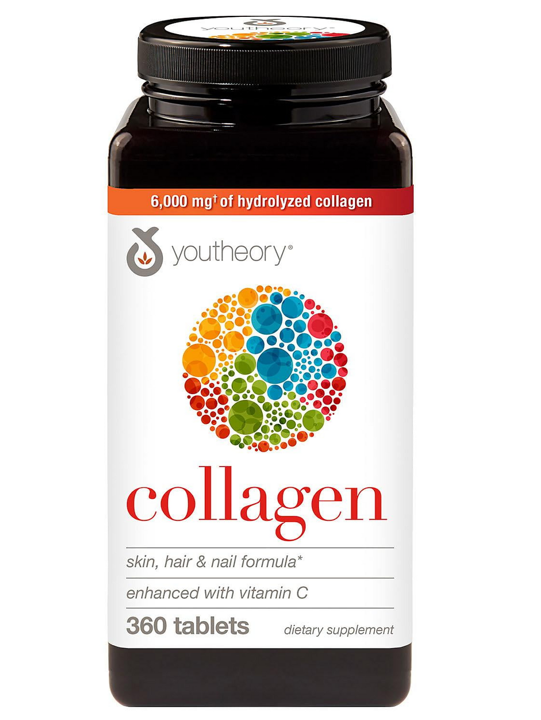 Colágeno Hidrolizado, con vitamina C, Youtheory, 360 tabletas