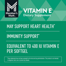 Cargar imagen en el visor de la galería, Vitamina E: La salud del corazón, defensas, salud de la piel, energía. Member's Mark, 500 cápsulas blandas
