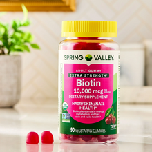 Cargar imagen en el visor de la galería, Biotina, 10,000 mcg, Spring Valley, 90 gummies
