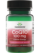 Cargar imagen en el visor de la galería, Coenzima Q10 (CoQ10) Swanson 100 mg, 50 Cápsulas Blandas Veganas | Apoyo a la Salud Cardiovascular, Energía Celular, Sistema Nervioso y Protección Antioxidante
