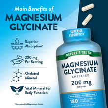 Cargar imagen en el visor de la galería, Glicinato de Magnesio Nature’s Truth 200 mg, 180 Cápsulas | Apoyo a la Relajación, Salud Muscular, Sistema Nervioso y Descanso Nocturno
