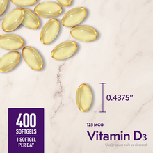 Cargar imagen en el visor de la galería, Vitamina D3 (5000 UI) Member's Mark, 400 Cápsulas blandas
