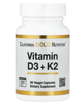 Cargar imagen en el visor de la galería, Vitaminas D3 y K2, California Gold Nutrition, 60 cápsulas
