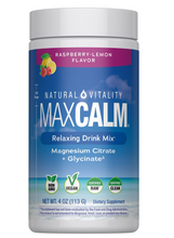 Cargar imagen en el visor de la galería, Natural Vitality MaxCalm Mezcla para bebida relajante, frambuesa y limón, 4 onzas
