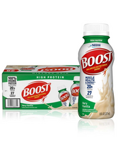 Cargar imagen en el visor de la galería, BOOST bebida nutricional, 20 gramos de proteina, 27 vitaminas y minerales, sabor vainilla, 28 botellas
