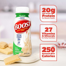 Cargar imagen en el visor de la galería, BOOST bebida nutricional, 20 gramos de proteina, 27 vitaminas y minerales, sabor vainilla, 28 botellas
