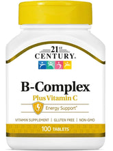 Cargar imagen en el visor de la galería, Complejo B, con vitamina C, 21 Century, 100 tabletas
