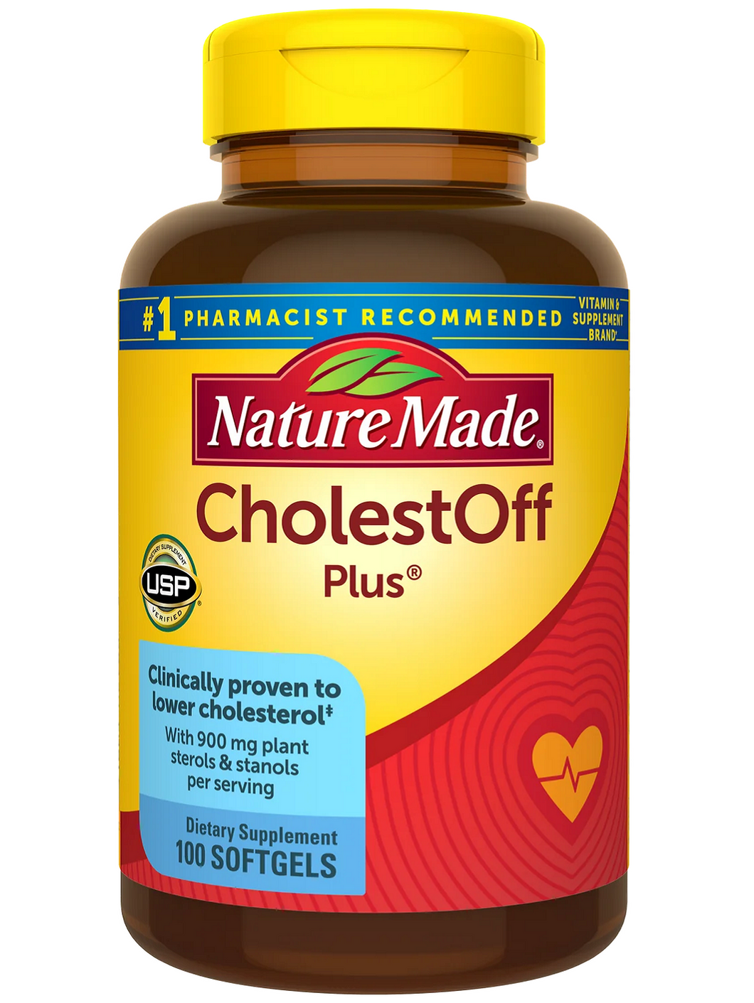CholestOff, baja el colesterol, clínicamente comprobado. Nature Made. 100 cápsulas