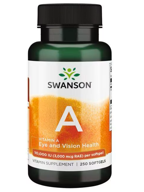 Vitamina A, 3000 mcg (10,000 IU), Swanson, 250 cápsulas