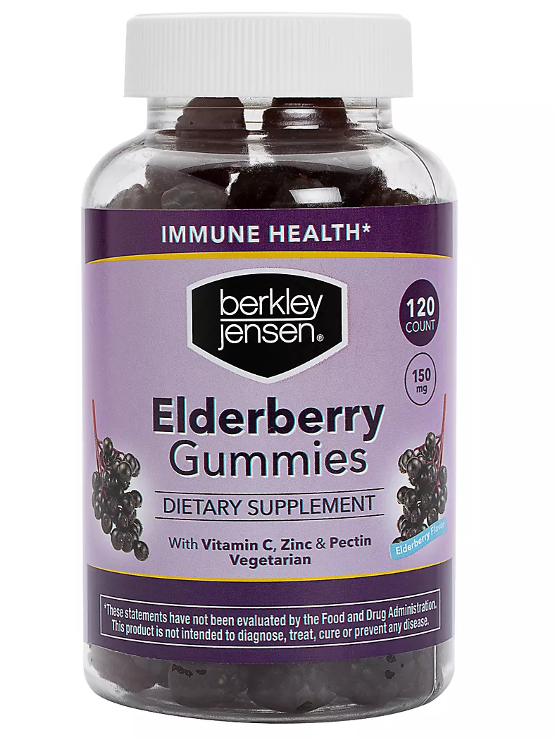 Elderberry + Vitamina C + Zinc. Antioxidante y aumenta tus defensas. Berkley Jensen. 120 gomitas