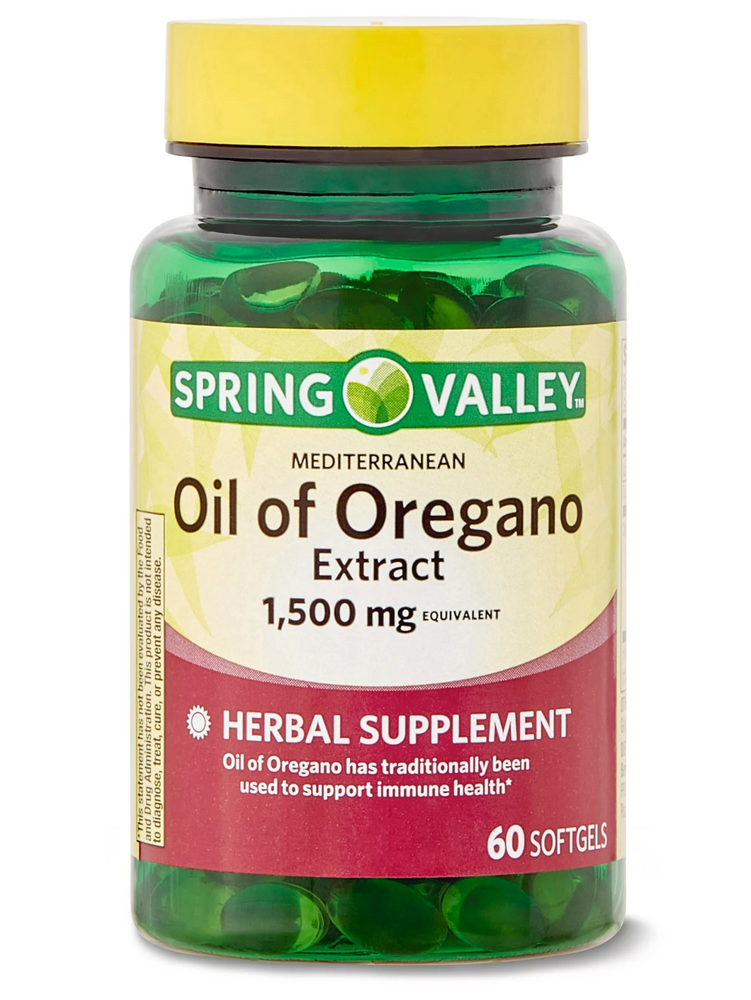 Aceite de orégano, 60 cápsulas, 1500 mg. Spring Valley.