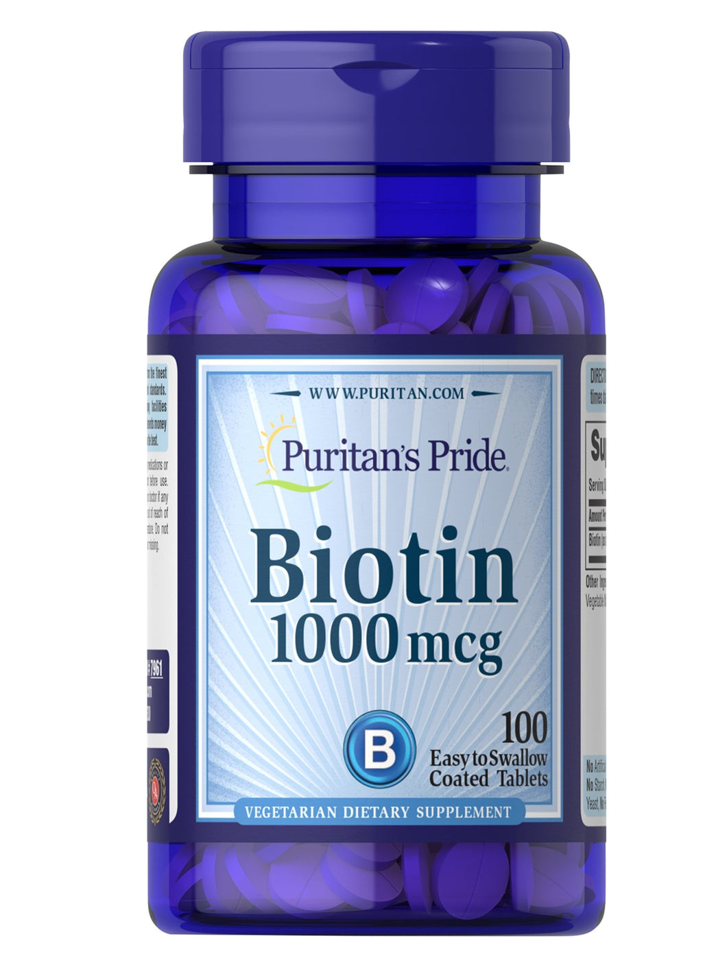 Biotina de 1,000 mcg, 100 cápsulas. Puritan’s Pride.