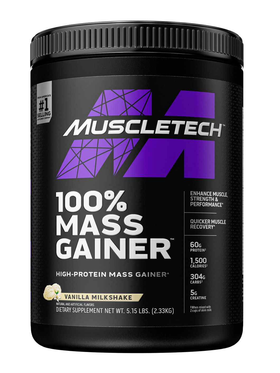 Proteína en polvo Muscletech Pro Series Mass Gainer , 60 g de proteína, Vainilla y Chocolate, 5 lb, 80 oz.0
