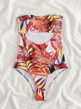 Cargar imagen en el visor de la galería, Bañador una pieza bandeau con abertura tropical
