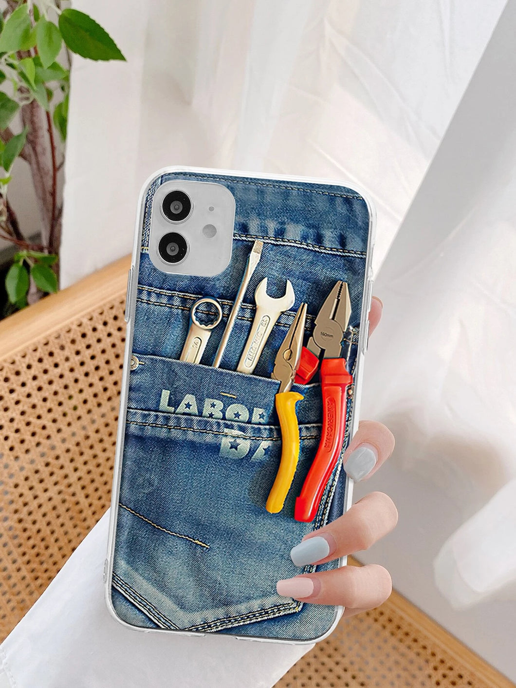 Cover iPhone con patrón de jeans, disponible desde iPhone 6 Plus hasta iPhone 13 Pro Max✅️