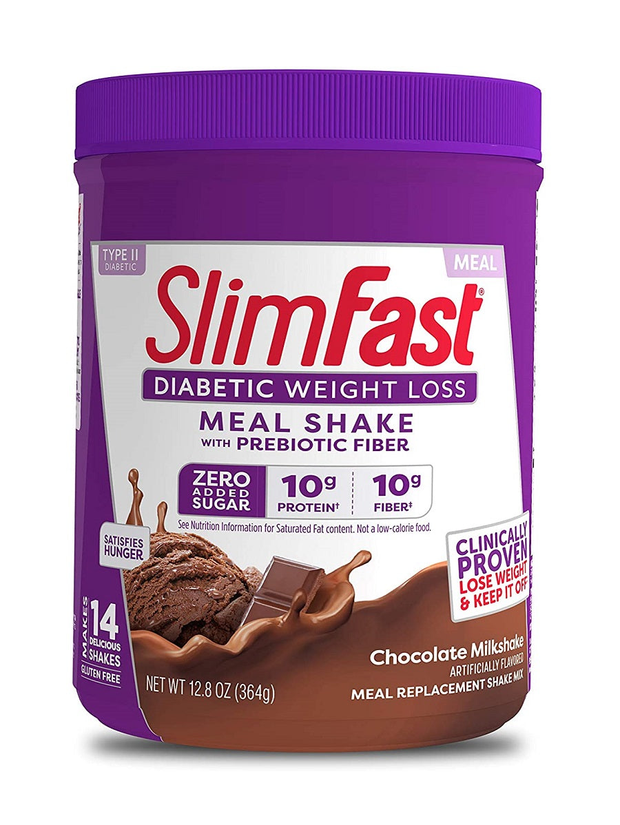 Batido para diabéticos SlimFast: para perder o mantener peso, en polvo, reemplazo de comida, delicioso y sin azucar, con proteina y fibra,