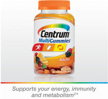 Cargar imagen en el visor de la galería, Multivitamínico Centrum: para adultos (Mujer y Hombre) con vitaminas D, B y E, 150 gomitas de diferentes sabores.
