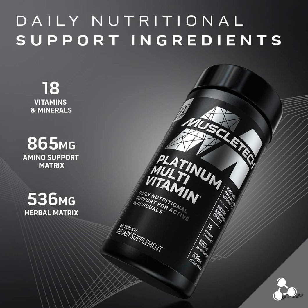 Multivitamínico Platinum: la dosis diaria de vitaminas y minerales ideal para individuos activos. Varios tamaños disponibles