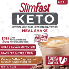Cargar imagen en el visor de la galería, SlimFast KETO - Polvo para batido -  Reemplazo de comida - Dos sabores disponibles: Café Cremoso Cappuccino y  Vanilla Cake Batter- 13.3 oz - 10 porciones.
