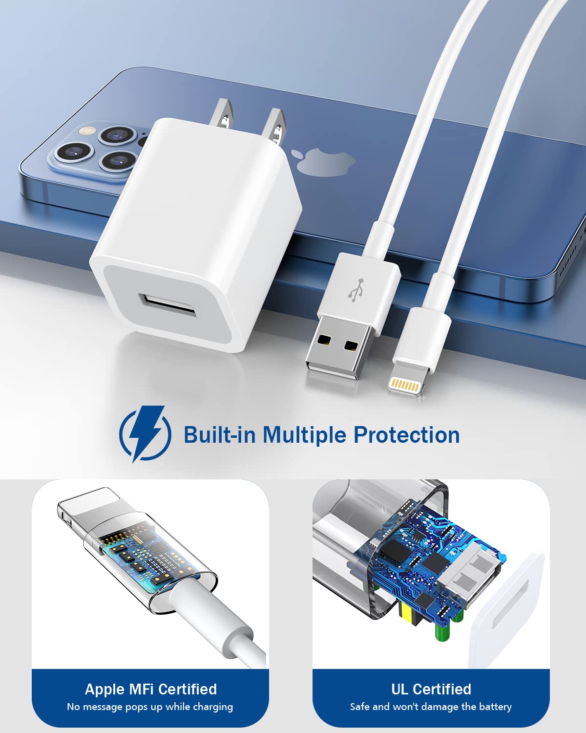 Base de carga para iPhone, soporte de carga rápida de escritorio  (compatible con funda) Cargador Lightning certificado MFI DockMate² (diseño