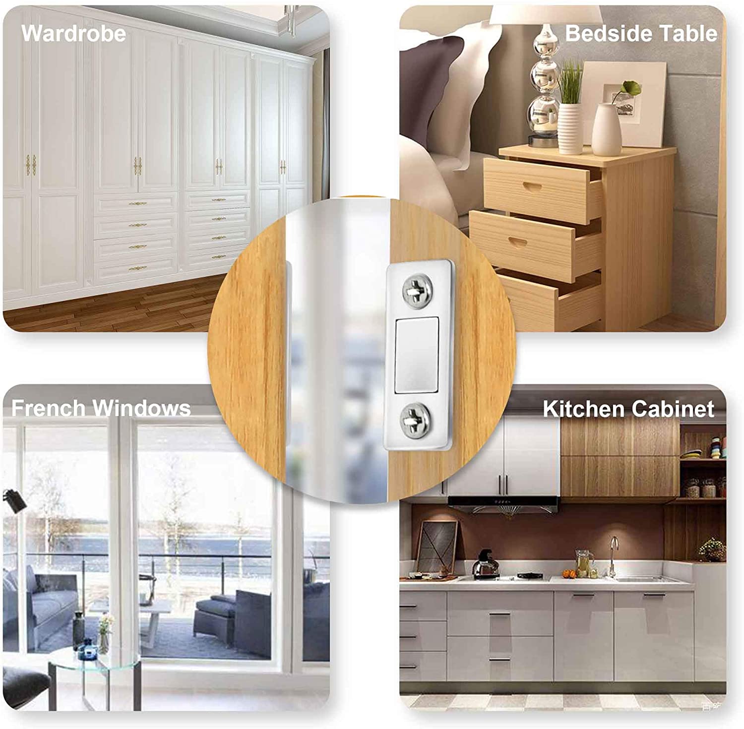 Imanes para puerta de armario de hierro ultrafino, cierre magnético, para  puertas correderas, ventanas, armarios de cocina (4 unidades)